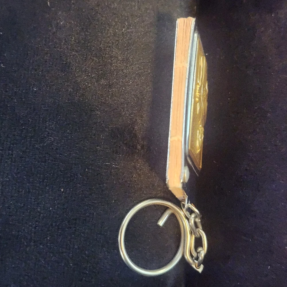Saint Jude Thaddeus keychain Silver metal And Plast Gold Top design.